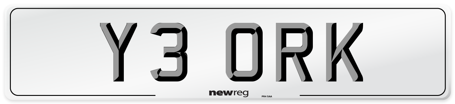 Y3 ORK Number Plate from New Reg